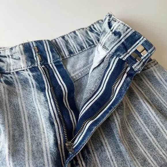 FP We The Free Dogtown Cutoff Bermuda Shorts Blue Denim Baggy Distressed Size 27 - Picture 5 of 14